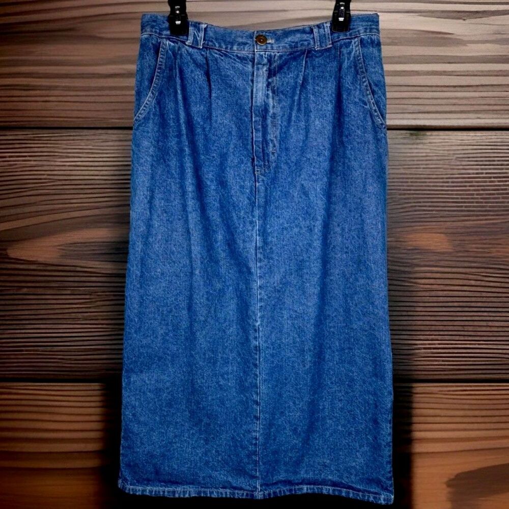 VTG Y2K Women’s  Size 10P Petite Cottage Country Cowgirl Maxi Denim Skirt
